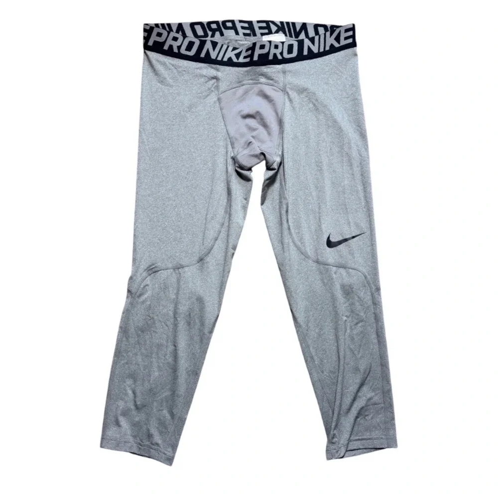 Nike Compression Tights Mens L Pro Dri-FIT 3/4 Leggings Gray AH7100-091 EUC